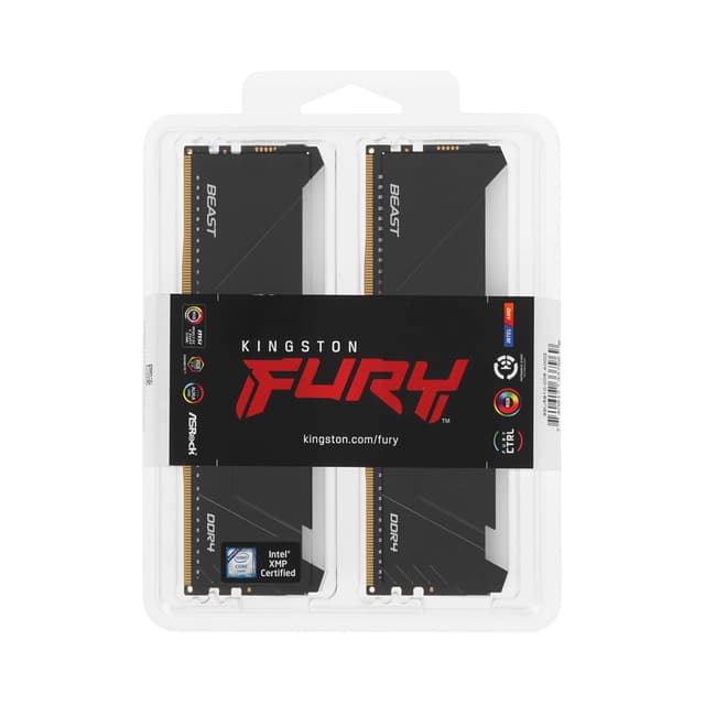 Комплект модулей памяти, Kingston, FURY Beast RGB KF432C16BB12AK2/32WP, DDR4, 32GB (Kit 2x16GB) 3200MHz Чёрный, DIMM <PC4-25600/3200MHz>