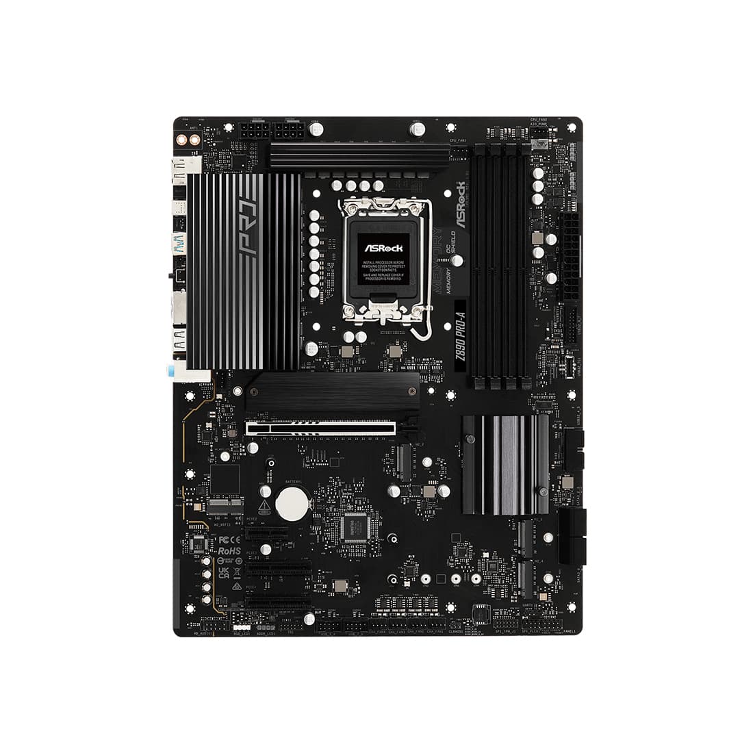 Материнская плата, ASRock, Z890 PRO-A (4710483947537), LGA1851, iZ890, 4xDDR5 4400/4800/5600/9066+(OC), 4xSATA3, 4xM.2 (3*PCI-E 4.0x4, 1*PCI-E 4.0x4 & SATA), Raid, 1xHDMI, 1xDP, 1xIntel® Thunderbolt™ 4, 1xPCI-Ex16, 1xPCI-Ex1, 2xPCI-Ex4, ATX