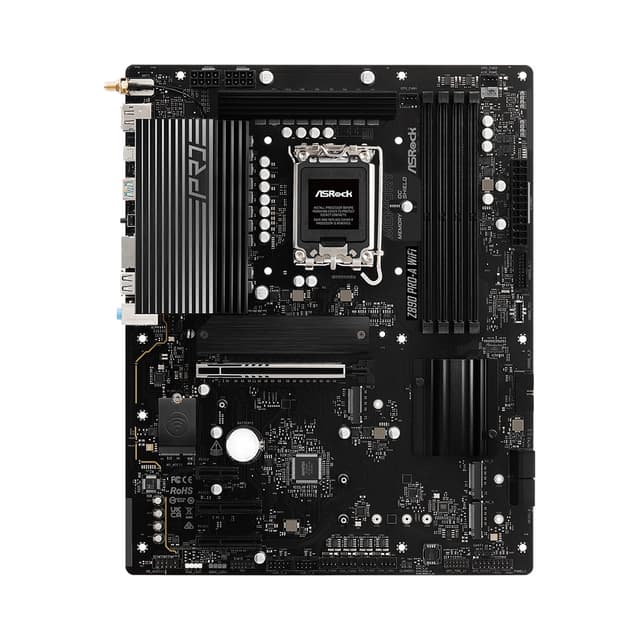 Материнская плата, ASRock, Z890 PRO-A WIFI, LGA1851, iZ890, 4xDDR5 4400/4800/5600/9466+(OC), 4xSATA3, 4xM.2 (1*PCI-E 5.0x4, 2*PCI-E 4.0x4, 1*PCI-E 4.0x4 & SATA), Raid, 1xHDMI, 1xDP, 1xThunderbolt™ 4 Type-C Port, 1xPCI-Ex16, 2xPCI-Ex4, 1xPCI-Ex1, WiFi, ATX