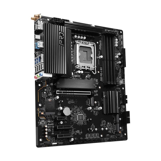 Материнская плата, ASRock, Z890 PRO-A WIFI, LGA1851, iZ890, 4xDDR5 4400/4800/5600/9466+(OC), 4xSATA3, 4xM.2 (1*PCI-E 5.0x4, 2*PCI-E 4.0x4, 1*PCI-E 4.0x4 & SATA), Raid, 1xHDMI, 1xDP, 1xThunderbolt™ 4 Type-C Port, 1xPCI-Ex16, 2xPCI-Ex4, 1xPCI-Ex1, WiFi, ATX