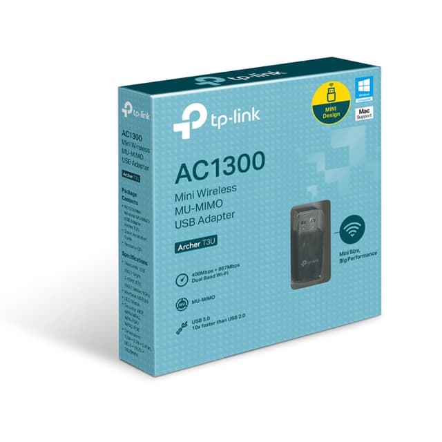 USB-адаптер, TP-Link, Archer T3U, 802.11a/b/g/n/ac, AC1300, MU-MIMO, USB3.0