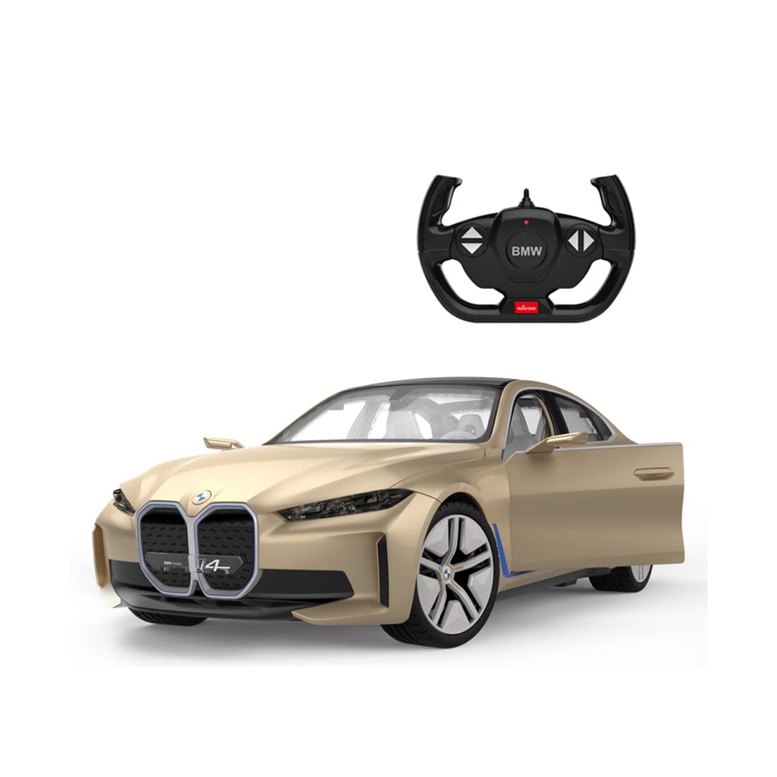 Радиоуправляемая машина, RASTAR, 98300G, 1:14, BMW i4 Concept, Пластик, Открывающиеся двери, Подсветка салона, 2.4GHz, Золотистая