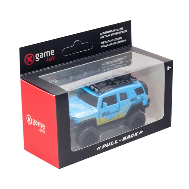 Металлическая машинка, X-Game Kids, 25300B, 1:32, Длина 12 см, Открывающиеся двери, Pull-back двигатель, Синяя, Цветная коробка