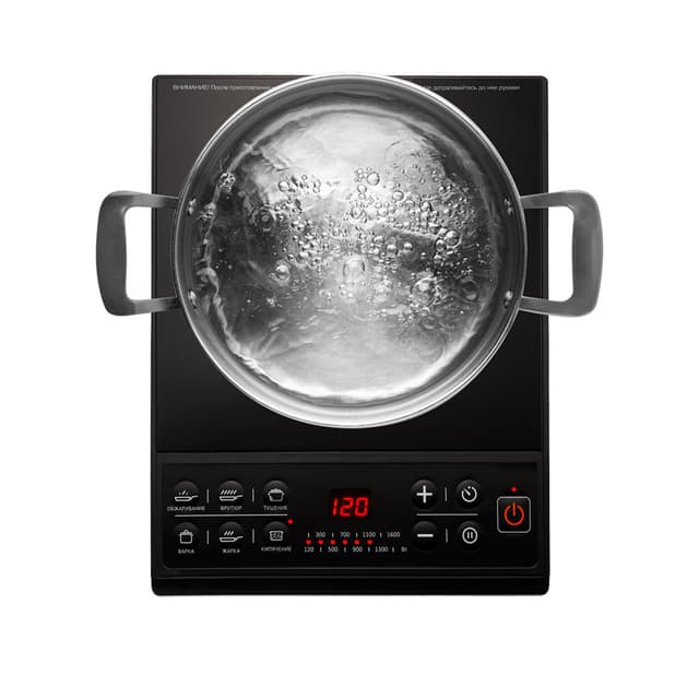 Индукционная плита, Redmond, RIC-4601, Мощность 1600 Вт, 6 автоматических программ, 8 уровней мощности, Автоотключение при снятии посуды, Черный