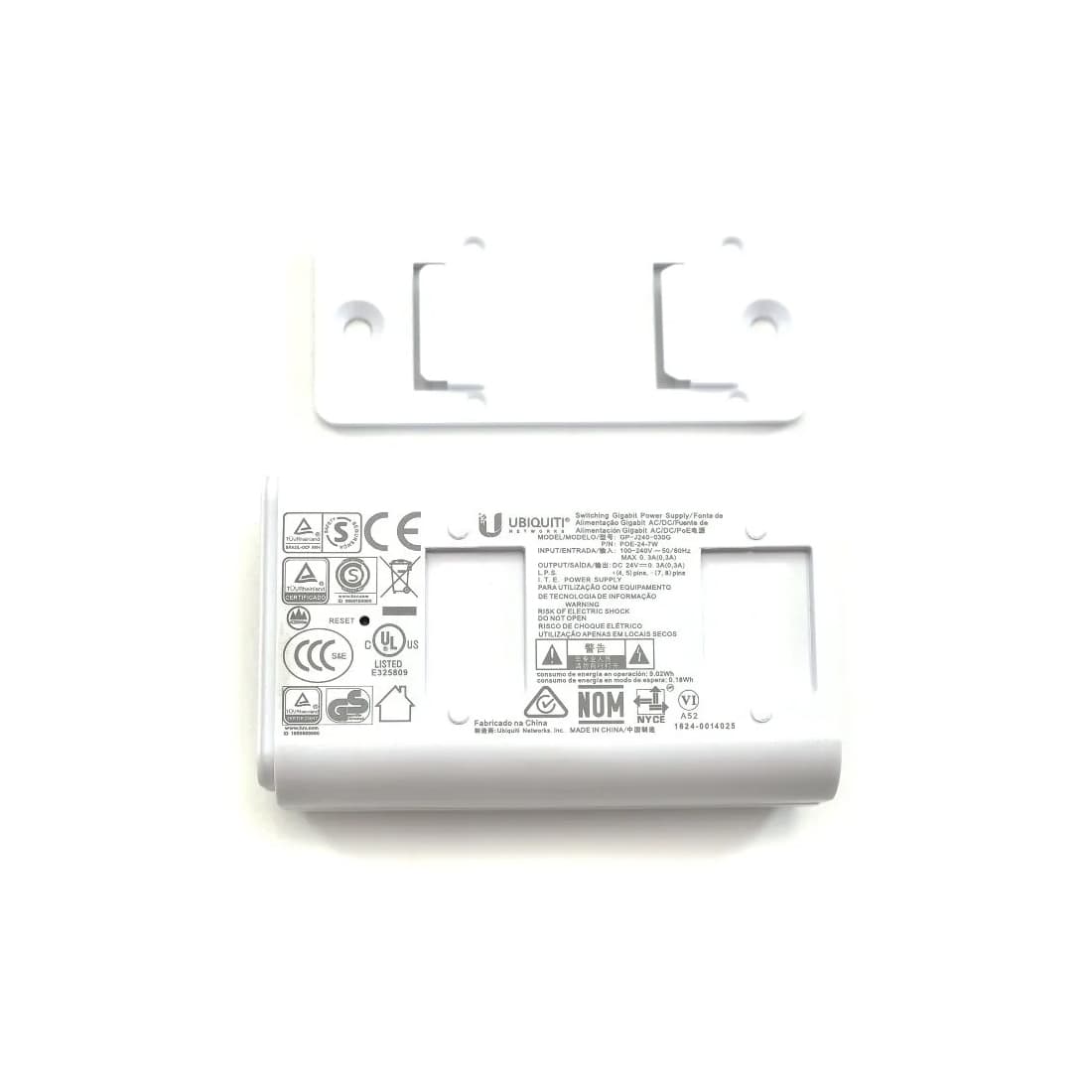 PoE адаптер, Ubiquiti, POE-24-7W-G-WH, PoEInjector 24V 7W Gigabit (белый), passive PoE, 10/100/1000Mbps Ethernet, 100–240V AC, 24В, 7W