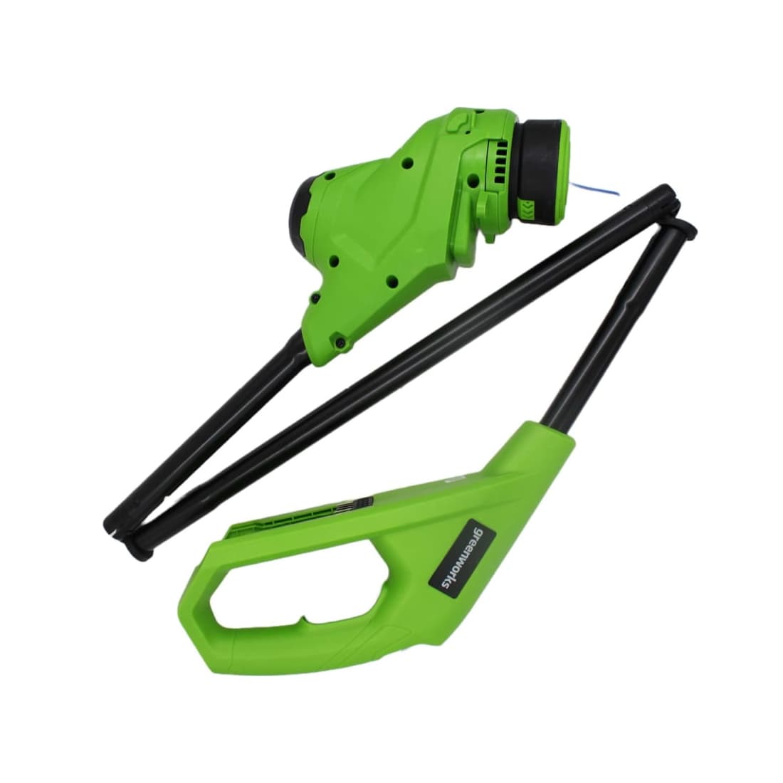 Триммер аккумуляторный, Greenworks, G24LT25K2(2107207SARU), 24V, 25см, с 1хАКБ 2Ач и ЗУ, Щеточный двигатель, Нижнее расположение двигателя, Обороты без нагрузки 7500 об/мин., Ширина скашивания 25,4 cм , Диаметр лески 1.65 мм, Автоматическая подача лески, Односторонний выход лески, D-образная ручка c регулировкой угла наклона, Защитный кожух режущей части, Время автономной работы от 4 Ач до 40 минут, Чёрный/зелёный