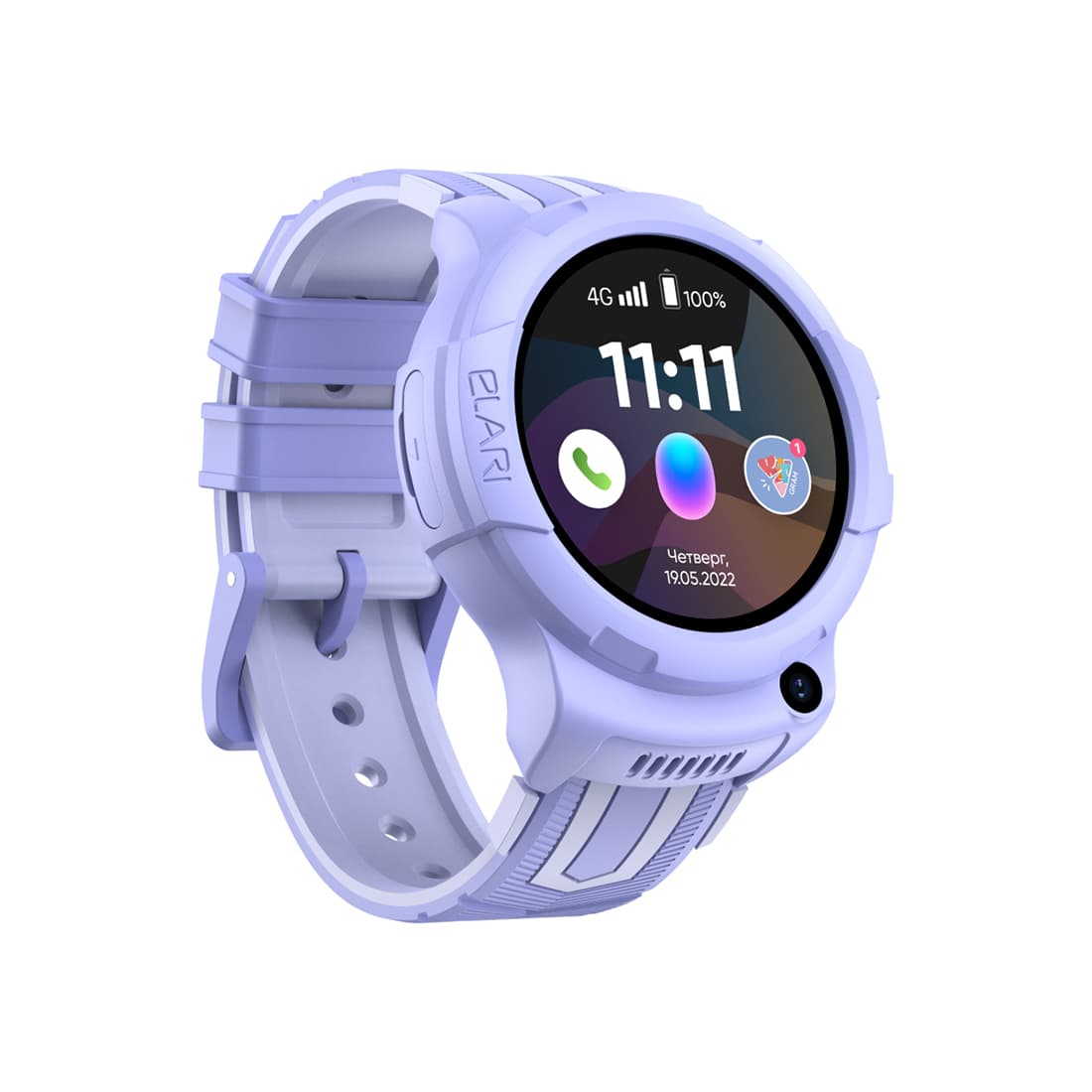 Смарт часы, Elari, 4G Wink, IPS дисплей 1.3 дюйма, Разрешение 240 х 240, Водонепроницаемые (IP67), Аккумулятор 605 мАч, Время работы до 7 дней, Лиловый