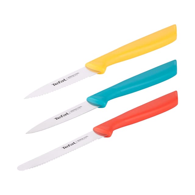 Набор ножей, Tefal, Colourfood K273S304, 3 шт, Тип без подставки, Материал лезвия нержавеющая сталь, Материал рукояток пластик, Эргономичная форма рукояти