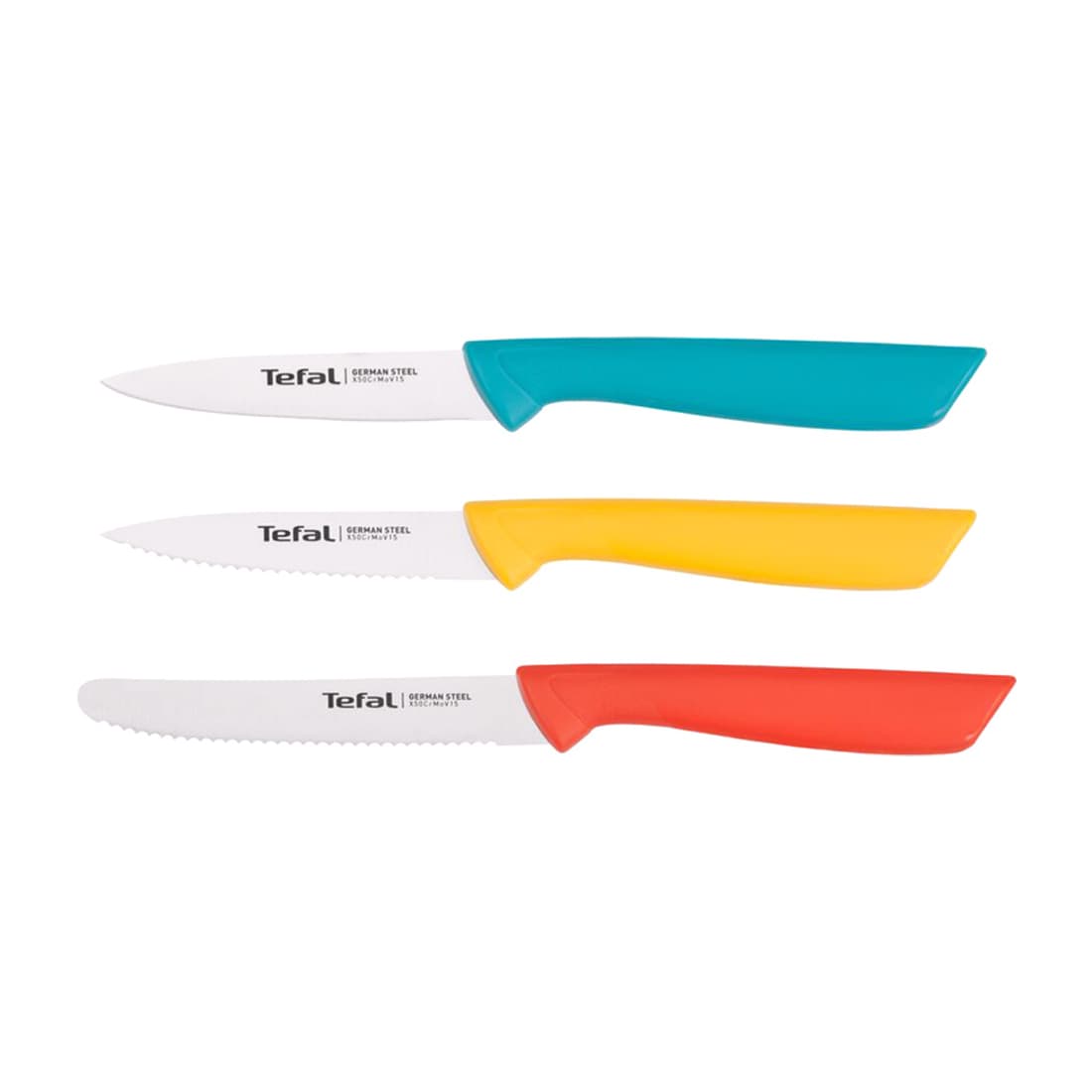 Набор ножей, Tefal, Colourfood K273S304, 3 шт, Тип без подставки, Материал лезвия нержавеющая сталь, Материал рукояток пластик, Эргономичная форма рукояти
