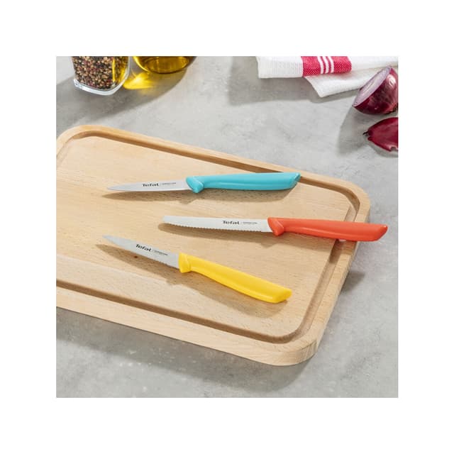 Набор ножей, Tefal, Colourfood K273S304, 3 шт, Тип без подставки, Материал лезвия нержавеющая сталь, Материал рукояток пластик, Эргономичная форма рукояти