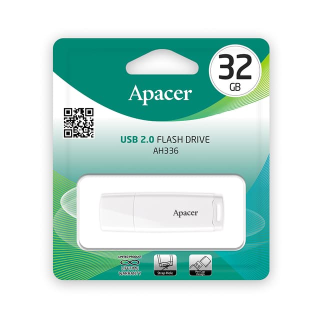 USB-накопитель, Apacer, AH336, AP32GAH336W-1, 32GB, USB 2.0, Белый