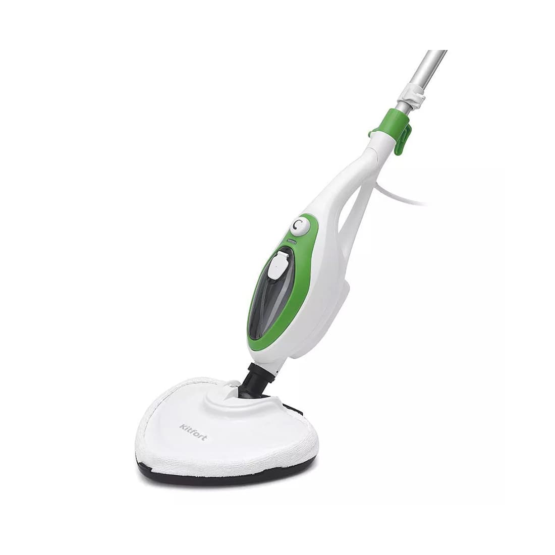 Паровая швабра, Kitfort, КТ-1004-2, зеленый, Мощность 1500Вт, Ёмкость резервуара 350мл, Пластик, Подача пара 8-35г/мин, Длина шнура 5м, Зеленый