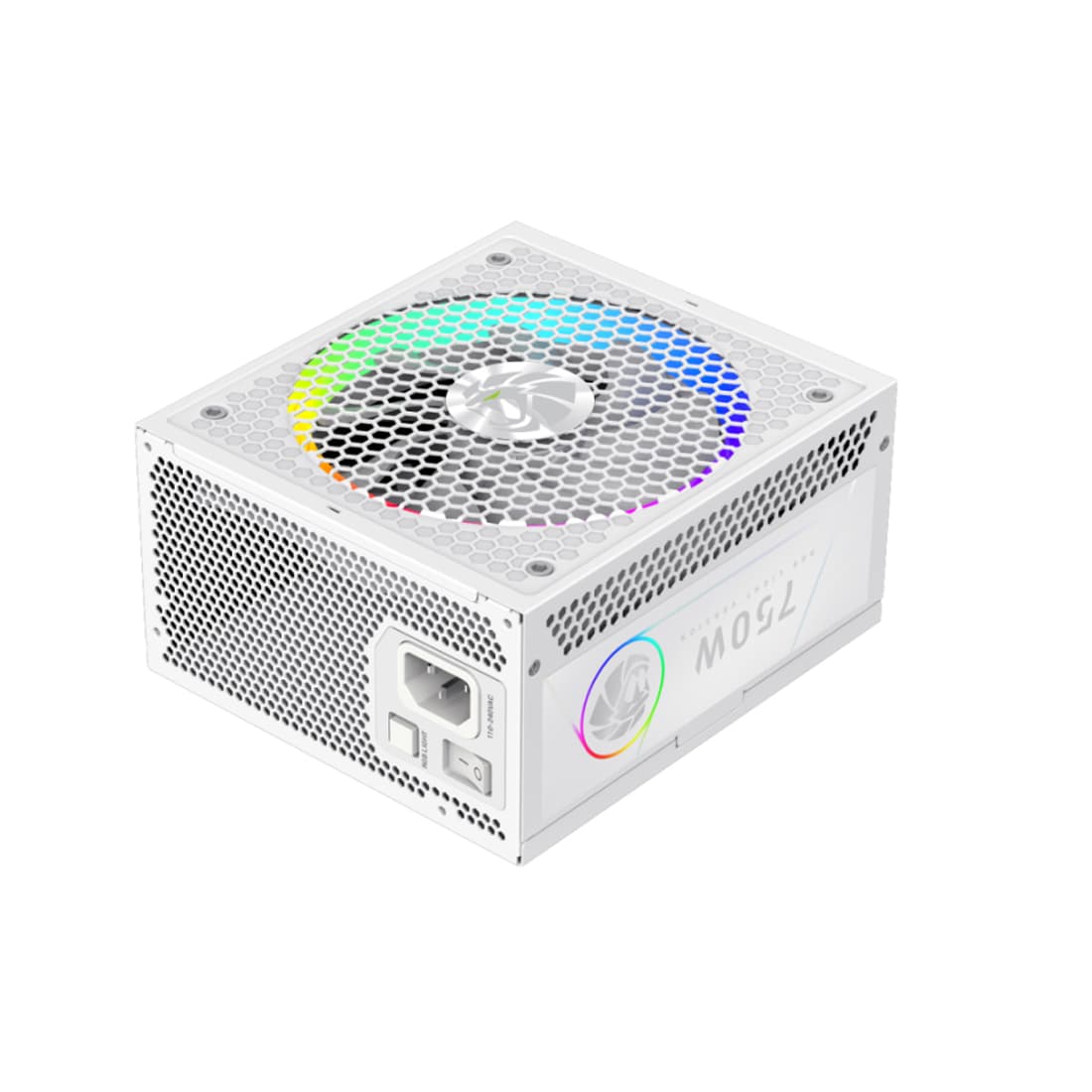 Блок питания, Gamemax, RGB 750G WH, 2141-0750B0012, 750W, Gold, APFC, 20+4 pin, 2*4+4pin, 8*Sata, 3*Molex, 3*PCI-E 6+2 pin, Вентилятор 14см, 165*150*86 см, Белый