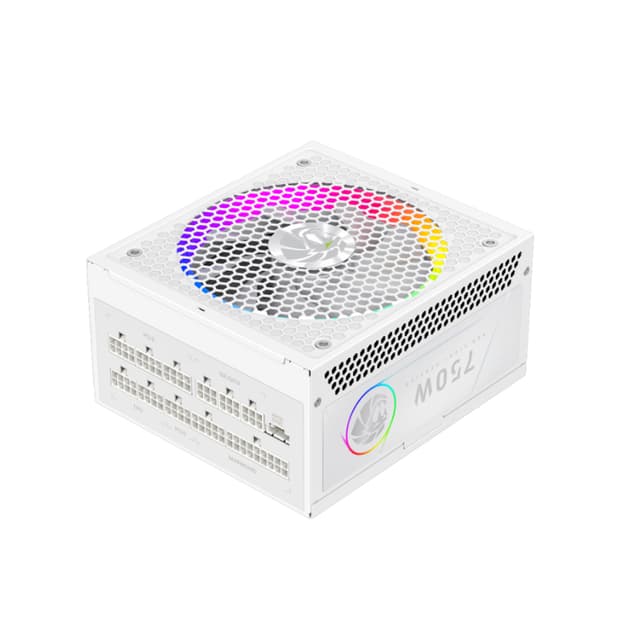 Блок питания, Gamemax, RGB 750G WH, 2141-0750B0012, 750W, Gold, APFC, 20+4 pin, 2*4+4pin, 8*Sata, 3*Molex, 3*PCI-E 6+2 pin, Вентилятор 14см, 165*150*86 см, Белый