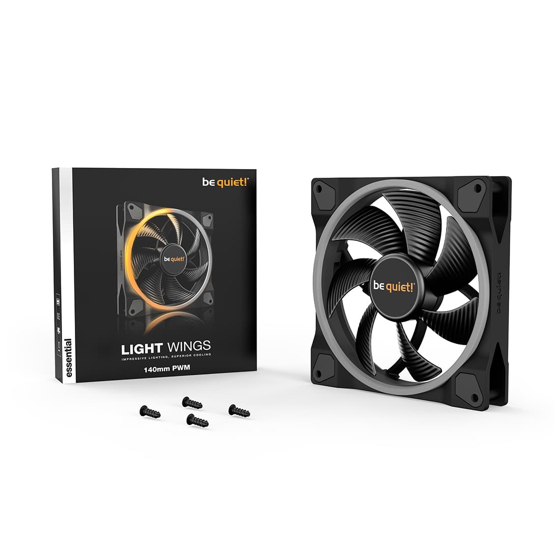 Вентилятор для компьютерного корпуса, Bequiet!, Light Wings, BL074, 140мм Light Wings PWM , ARGB LED, 1500 об.мин, 56/95.1 CFM, 23.3 dB(A), 4-pin PWM/3-pin ARGB, 140 x 140 x 25мм, Чёрный