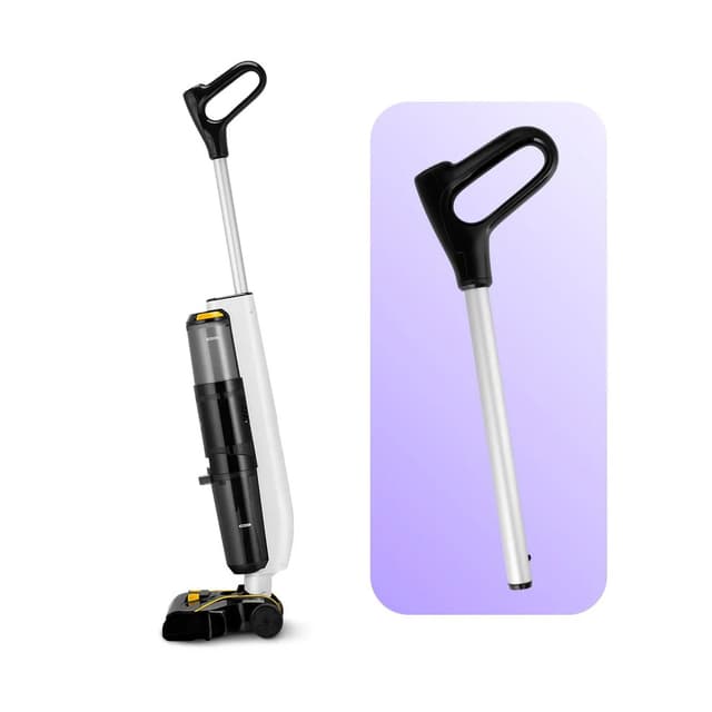 Беспроводной вертикальный моющий пылесос, Kitfort, КТ-5220, Объем 600 мл, Фильтр тонкой очистки Н10, Время работы 20-25мин, Уровень шума <80 дБ, Мощность 120 Вт, Длина шнура 1.6м, Черный/Желтый