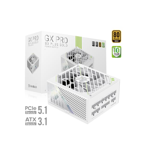 Блок питания, Gamemax, GX PRO 1250G WH, 2121-1250B0026, 1250W, Gold, ATX3.1, APFC, 20+4 pin, 1*4+4pin, 5*Sata, 3*Molex, 2*PCI-E 6+2 pin, 1*PCI-E 12+4pin, Modular, Вентилятор 13,5см, 160*150*85 см, Белый
