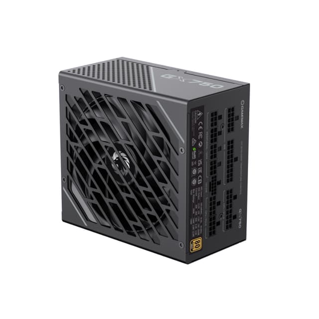 Блок питания, Gamemax, GX-750 PRO BK PCIE 5.0 ATX 3.1, 214607500022, 750W, ATX 3.1, Gold, APFC, 20+4 pin, 2*4+4 pin, 6*Sata, 3*Molex, 4*PCI-E 6+2 pin, 12VHPWR, Модульный, Вентилятор 13,5см, Чёрный