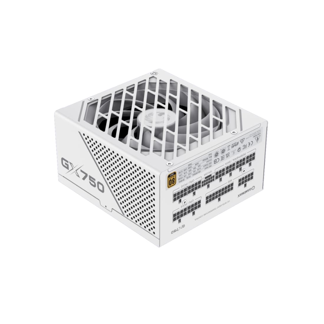 Блок питания, Gamemax, GX-750 PRO WT PCIE 5.0 ATX 3.1, 214607500021, ATX 3.1, Gold, APFC, 20+4 pin, 2*4+4 pin, 6*Sata, 3*Molex, 4*PCI-E 6+2 pin, 12VHPWR, Модульный, Вентилятор 13,5см, 160х150х86мм, Белый