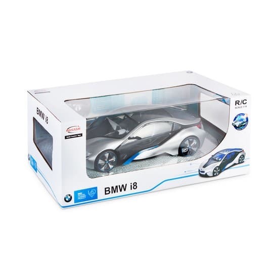 Радиоуправляемая машина, RASTAR, 49600-11S, 1:14, BMW i8, Пластик, Подсветка салона, 2.4GHz, Серебристая