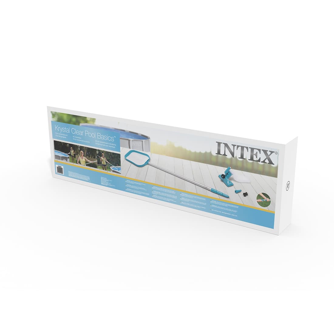 Набор для чистки бассейна Pool Maintenance Kit, INTEX, 28002, Пластик/Алюминий, Насадка-сачок, Насадка-мусоросборник, Телескопическая ручка 239 см., Сине-Белый, Цветная коробка