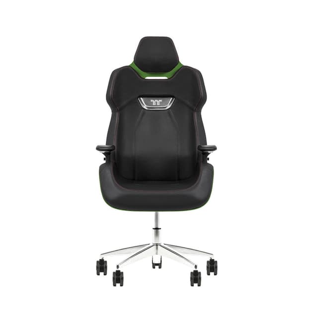 Игровое компьютерное кресло, Thermaltake, ARGENT E700 Racing Green, GGC-ARG-BGLFDL-01, Максимальная нагрузка 150 кг, Натуральная кожа, Основание алюминий и металл, Зелёный