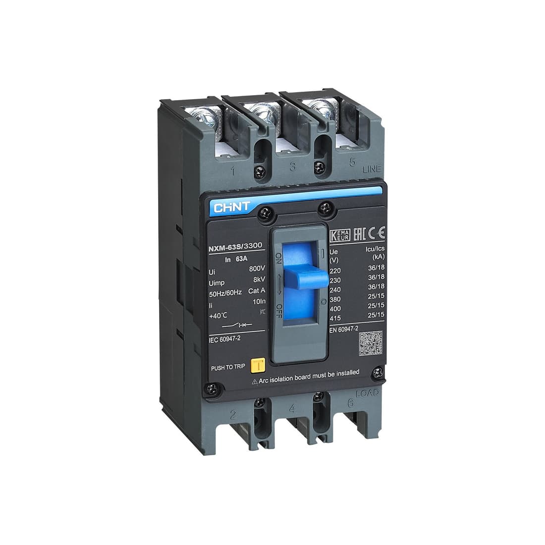 Автоматический выключатель, CHINT, 205889 NXM-63S/3P, 63A 25кА
