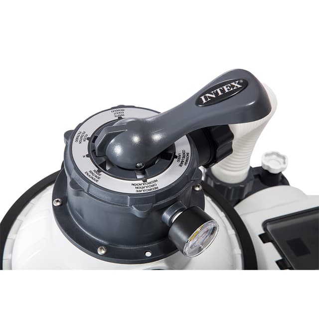 Фильтрующий песочный насос Krystal Clear для бассейнов, INTEX, 26644, Пластик, 5700 л/час., Встроенный таймер и манометр, Серый, Цветная коробка