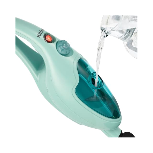 Паровая швабра, Kitfort, КТ-1079, 2 в 1, Мощность 1300 Вт, Ёмкость резервуара 450 мл, Время нагрева 15 с, Подача пара 10–28 г/мин, Время работы 21–35 мин, Длина шнура 2,8 м , Голубой