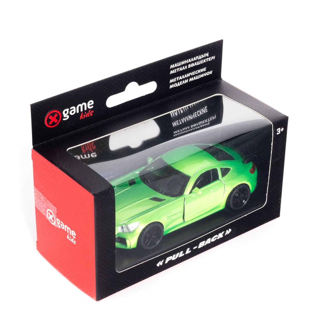Металлическая машинка, X-Game Kids, 43500MG, 1:32, Длина 12.5 см, Открывающиеся двери, Pull-back двигатель, Зелёный металлик, Цветная коробка