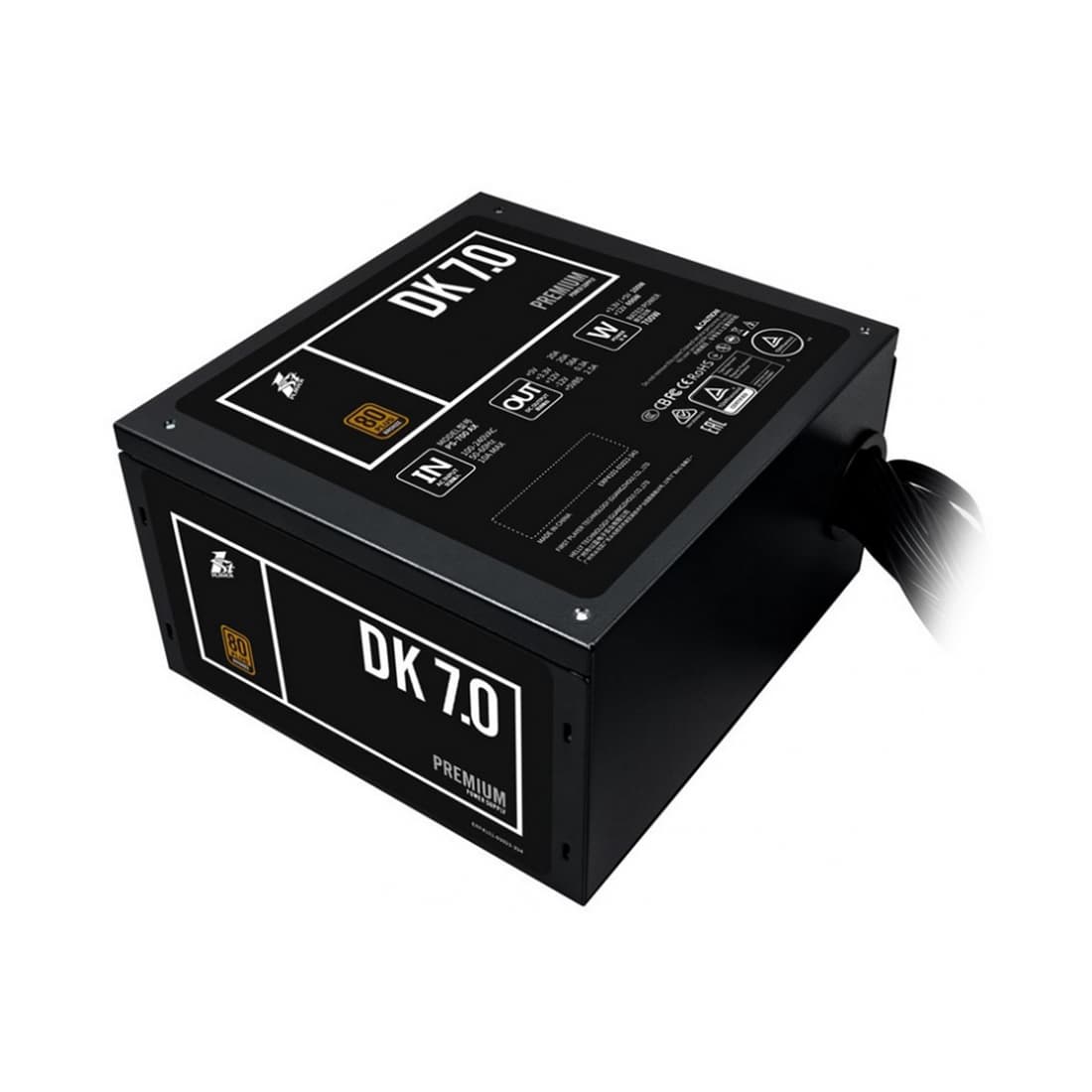 Блок питания, 1STPLAYER, DK PREMIUM PS-700AX, 700W, ATX, APFC, BRONZE, 20+4pin, 2*4+4pin, 6*Sata, 3*Molex, 4*PCI-E 6+2pin, Вентилятор 12см, Черный