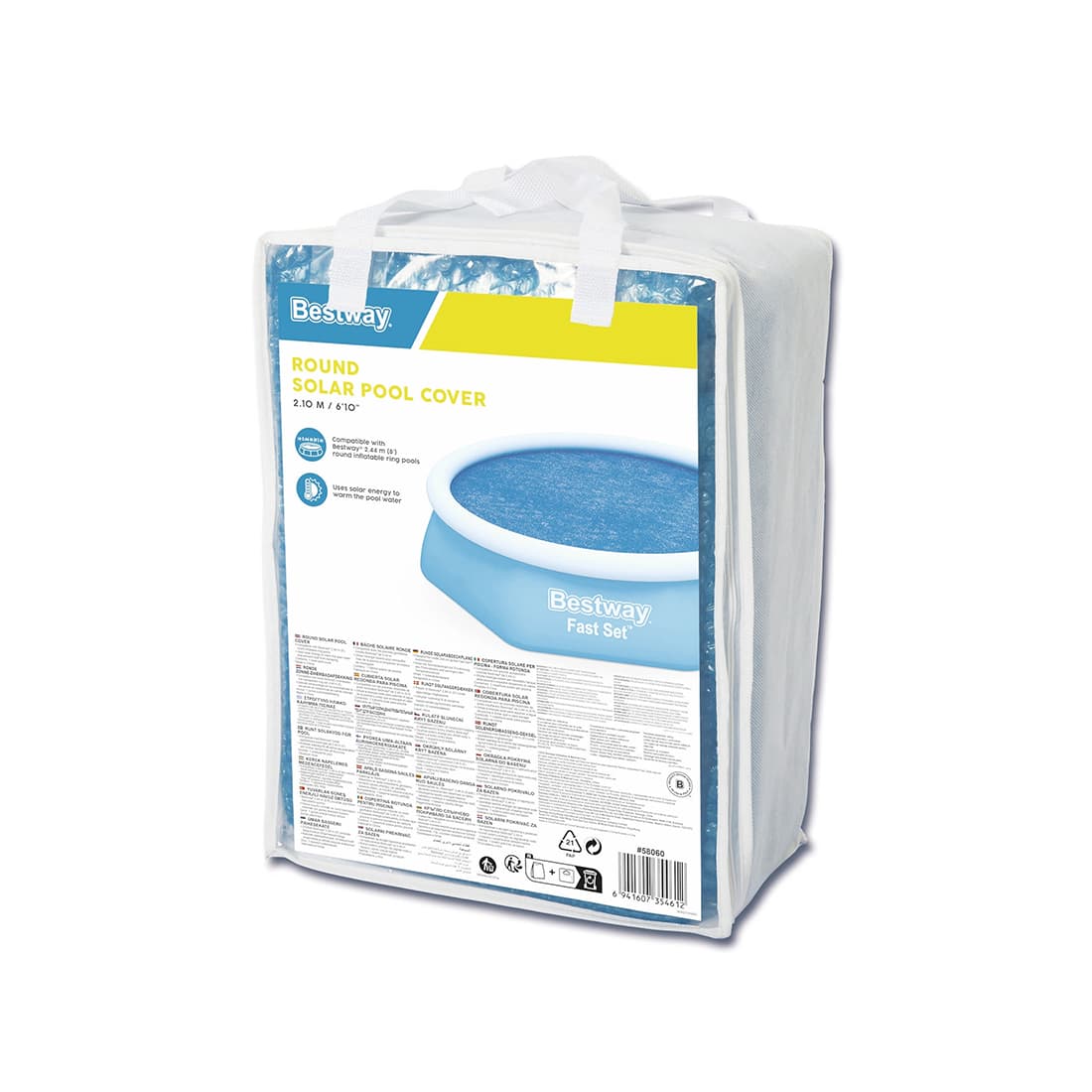 Тент солнечный для бассейнов диаметром до 244 см, BESTWAY, 58060, PE, Синий, Сумка