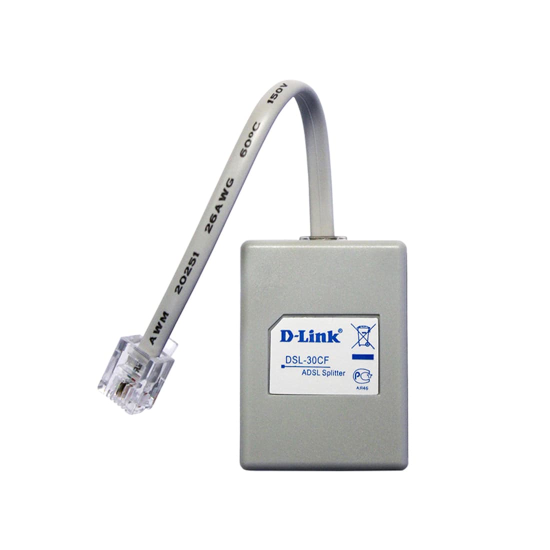 ADSL Сплиттер, D-Link, DSL-30CF/RS, 1 разъем RJ-11 для подключения к телефонной линии,, 1 разъем RJ-11 для подключения телефона (или мини-АТС), 1 разъем RJ-11 для подключения ADSL-модема