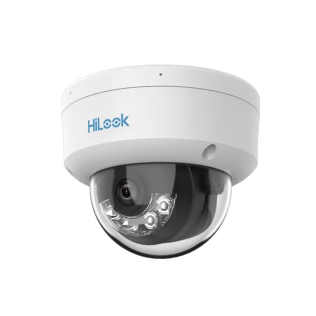 IP Видеокамера, HiLook, IPC-D149HA-LU, Купольная, 4 МП обнаружения людей и транспорта, ColorVu умный гибридный свет до 30м, сжатия H.265+, встроенный микрофон, IP67, IK08