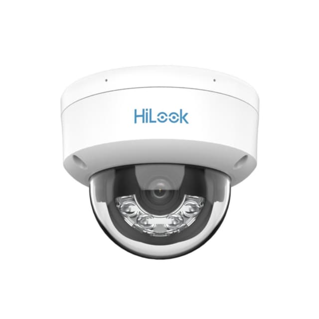 IP Видеокамера, HiLook, IPC-D149HA-LU, Купольная, 4 МП обнаружения людей и транспорта, ColorVu умный гибридный свет до 30м, сжатия H.265+, встроенный микрофон, IP67, IK08