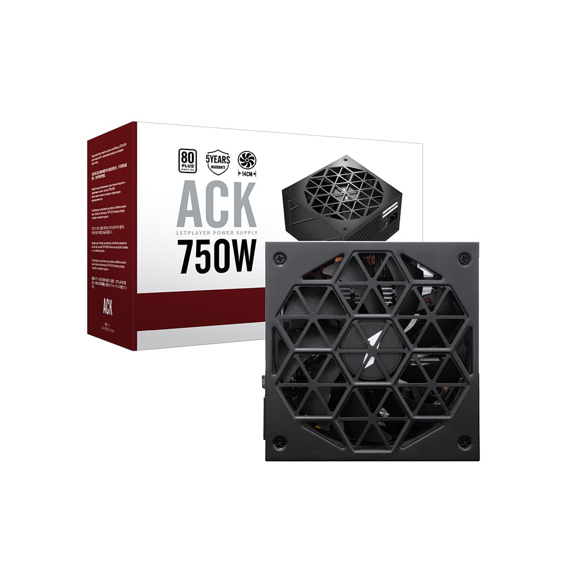 Блок питания, 1STPLAYER, HA 750W BK, 750W, ATX, 80+, APFC, 20+4pin, 2*4+4pin, 4*Sata, 2*Molex, 2*PCI-E 6+2-pin, Non-modular, Вентиялтор 14см, 145х150х86мм, Черный