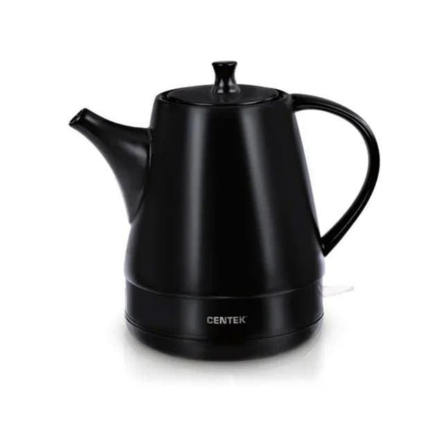Чайник электрический, Centek, CT-0063, 1.2л, 1500W, Чёрная керамика, Матовый корпус, Черный