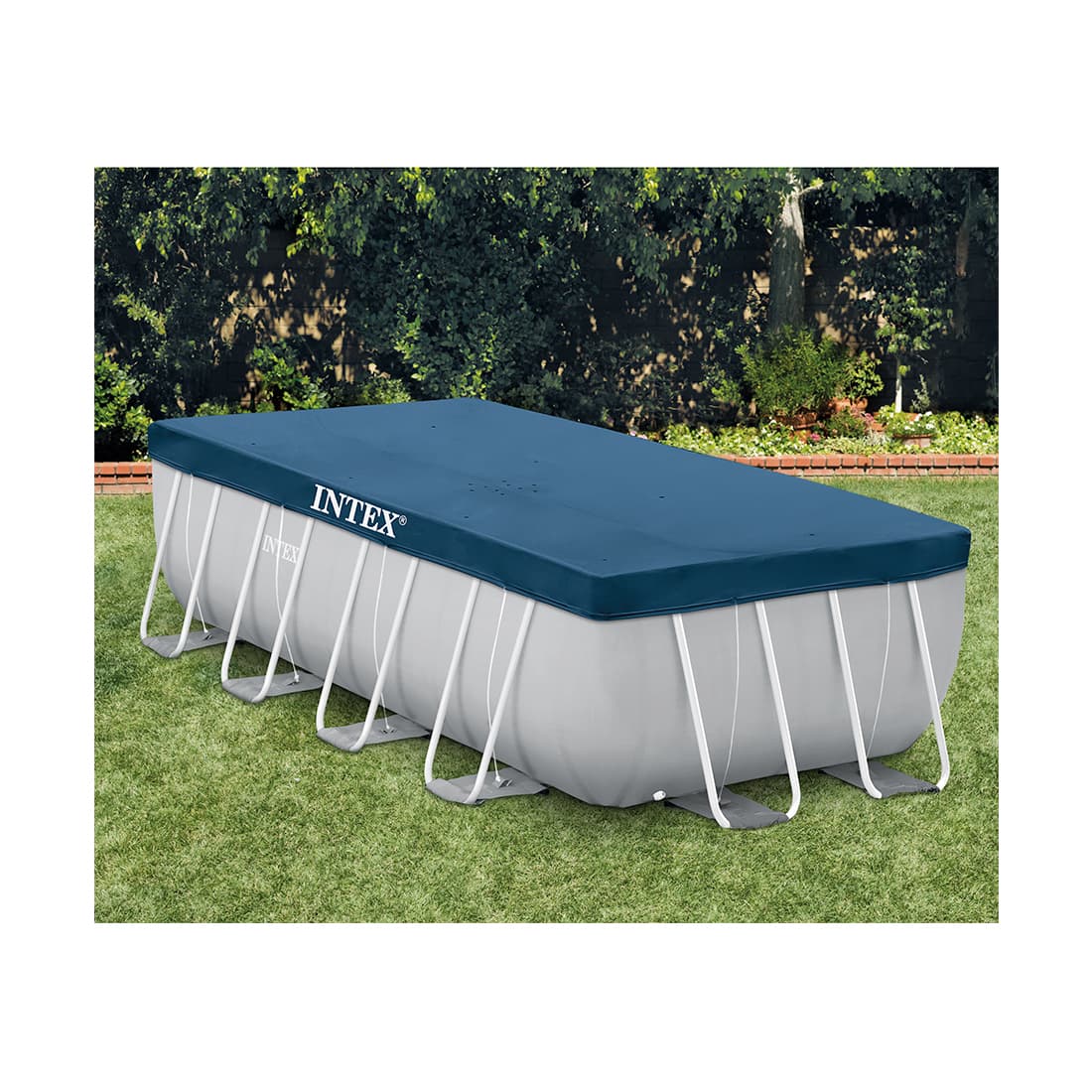 Тент для каркасных бассейнов размером 400 х 200 см, INTEX, 28037, Винил PVC, Тёмно-синий, Цветная коробка