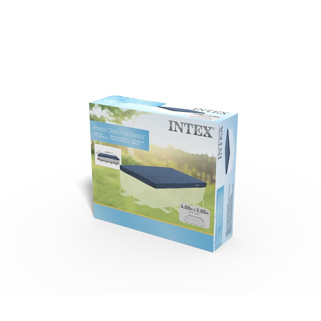 Тент для каркасных бассейнов размером 400 х 200 см, INTEX, 28037, Винил PVC, Тёмно-синий, Цветная коробка