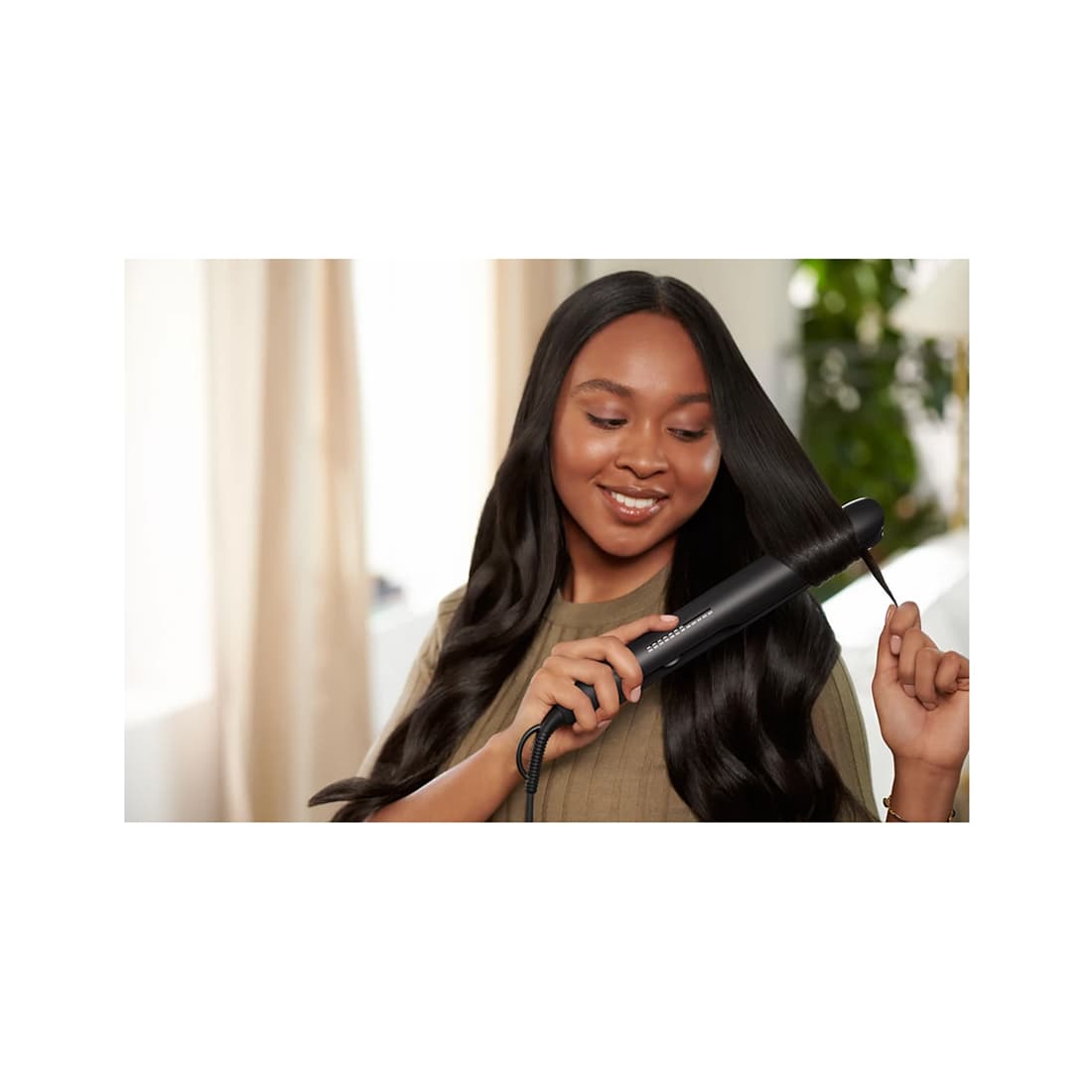 Выпрямитель для волос, Philips, Серии 5000 BHS510/00, Плавающие пластины, Время нагрева 30 с,Длинные пластины 105 мм, Температурный диапазон 120–230 °C, Пластины из керамики с аргановым маслом, Цвет черный