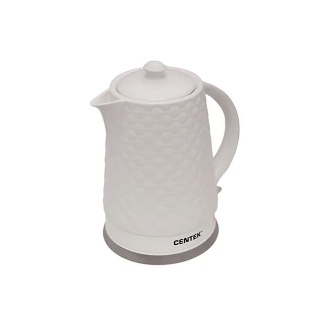 Чайник электрический, Centek, CT-0061, 2.0л, 2000W, Супербелая керамика, Рельефный корпус, Белый