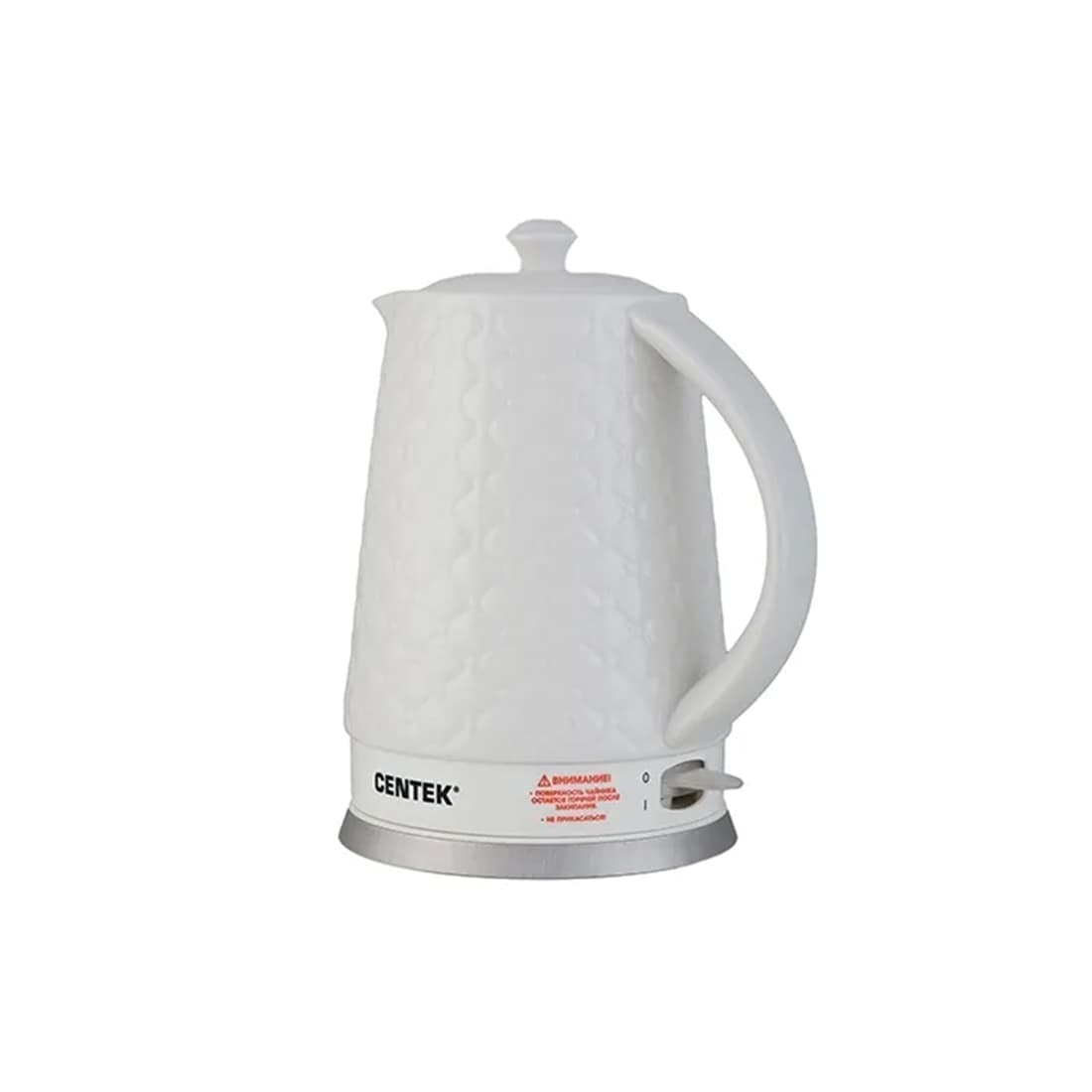 Чайник электрический, Centek, CT-0061, 2.0л, 2000W, Супербелая керамика, Рельефный корпус, Белый