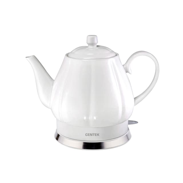 Чайник электрический, Centek, CT-0062, 2.0л, 2000W, Супербелая керамика, Рельефный корпус, Белый