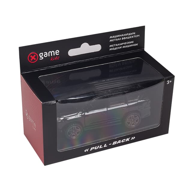 Металлическая машинка, X-Game Kids, 57000B, 1:32, Длина 12.1 см, Открывающиеся двери, Pull-back двигатель, Чёрная, Цветная коробка
