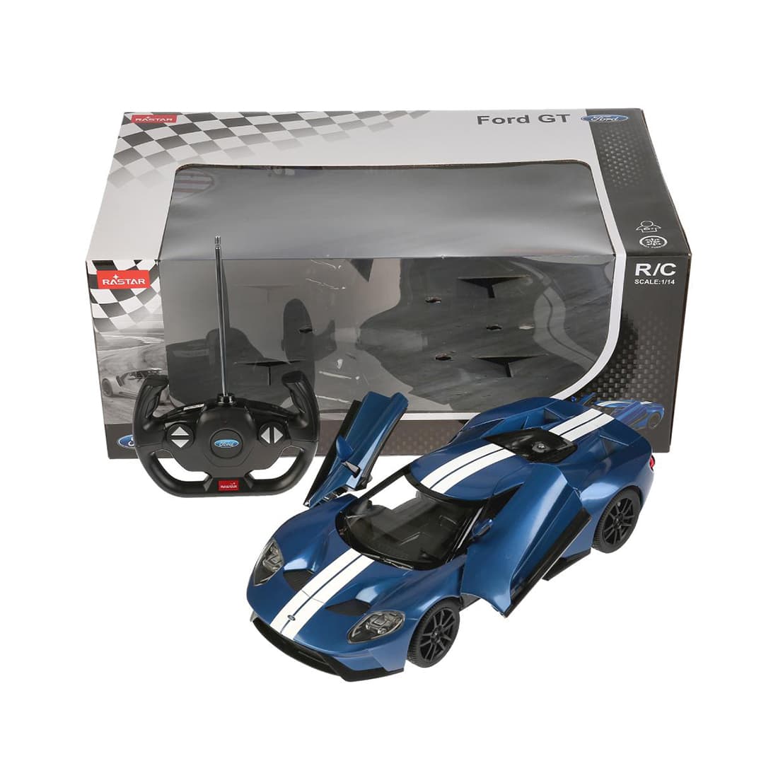 Радиоуправляемая машина, RASTAR, 78100NB, 1:14, Ford GT, Пластик, Открывающиеся двери, 2.4GHz, Синяя