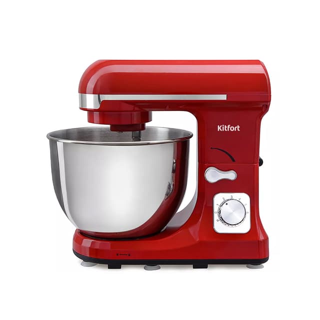 Планетарный миксер, Kitfort, КТ-1324-1, (красный),Мощность 1000 Вт,Ёмкость чаши 5 л,Материал чаши металл