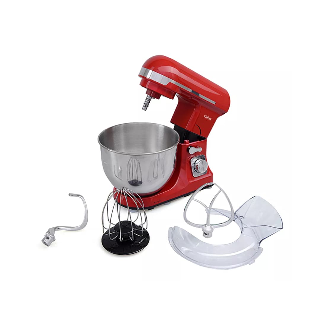 Планетарный миксер, Kitfort, КТ-1324-1, (красный),Мощность 1000 Вт,Ёмкость чаши 5 л,Материал чаши металл
