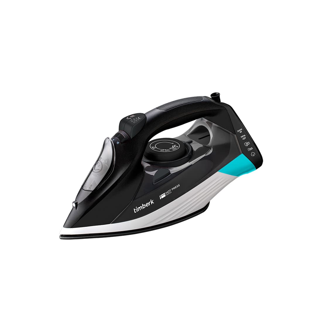 Утюг, Timberk, T-KSI01, Мощность 2400 Вт, Функция самоочистки, Защита от накипи, Функция антикапля, Паровой удар, г/мин 190, Постоянный пар, г/мин 45, Цвет черный
