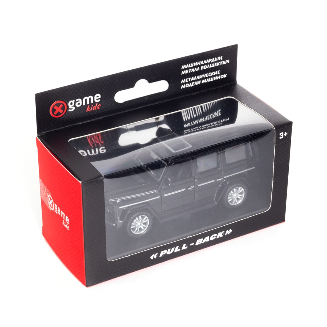 Металлическая машинка, X-Game Kids, 63000B, 1:32, Длина 12.1 см, Открывающиеся двери, Pull-back двигатель, Чёрная, Цветная коробка