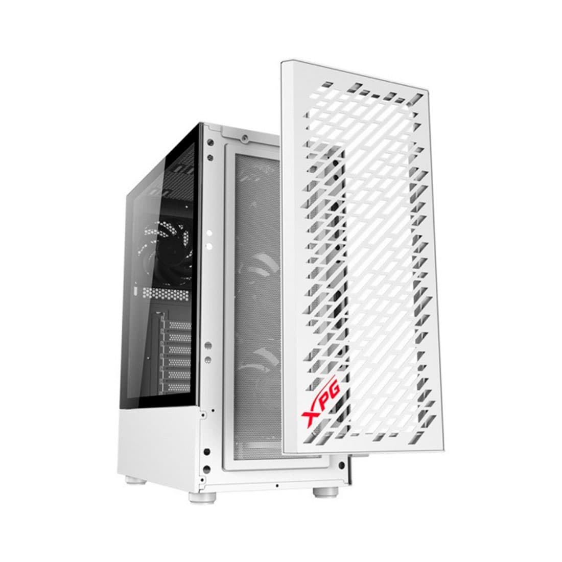 Компьютерный корпус, XPG, Valor Air White, VALORAIRMT-WHCWW, Mid Tower, ATX/ m-ATX/ Mini-ITX, USB 3.2*2/ HD-Audio+Mic, Кулер 4*12см, Высота процессорного кулера до 166мм, Длина VGA до 335мм, Количество внутренних отсеков 2*3,5"/3*2,5", Сталь/Закаленное стекло, 460x210x371 мм, без Б/П, Белый